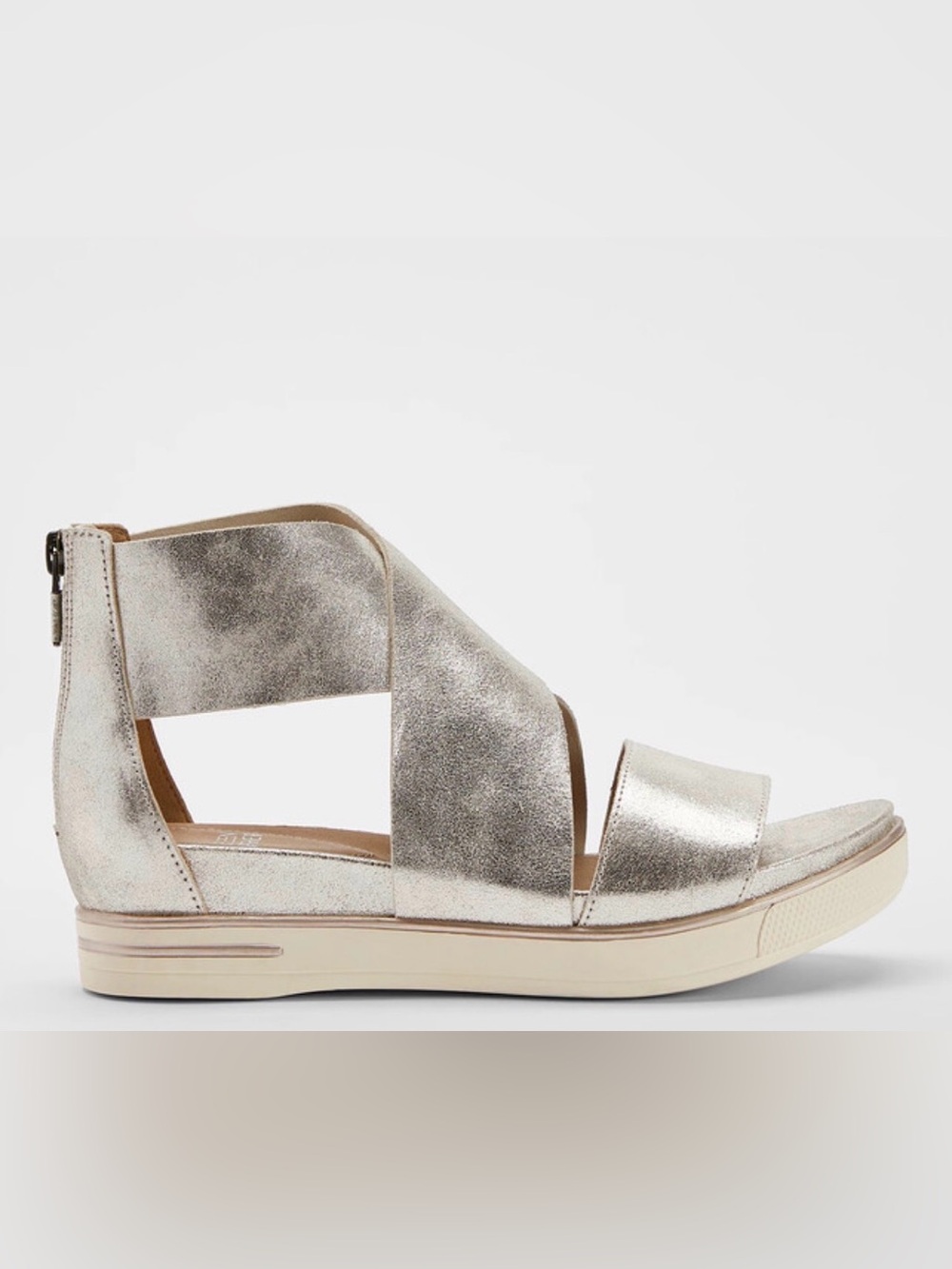 EUC Eileen Fisher Metallic Silver Sport Platform Sandal
